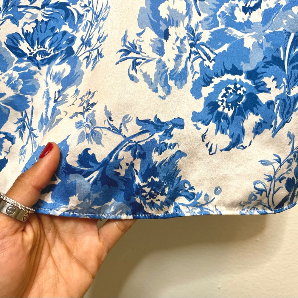 REFORMATION blue & white silk floral dress π - Picture 12 of 13